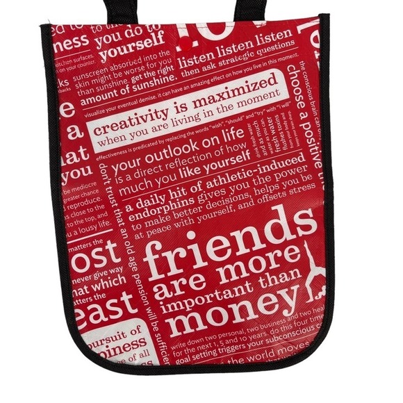 Lululemon Friends are More Important Than Money Shopping Tote Bag Red Black - Picture 10 of 16
